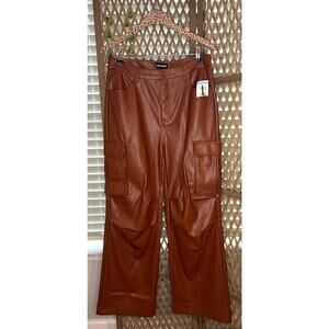 Steve Madden Faux Leather Cargo Pants sz M